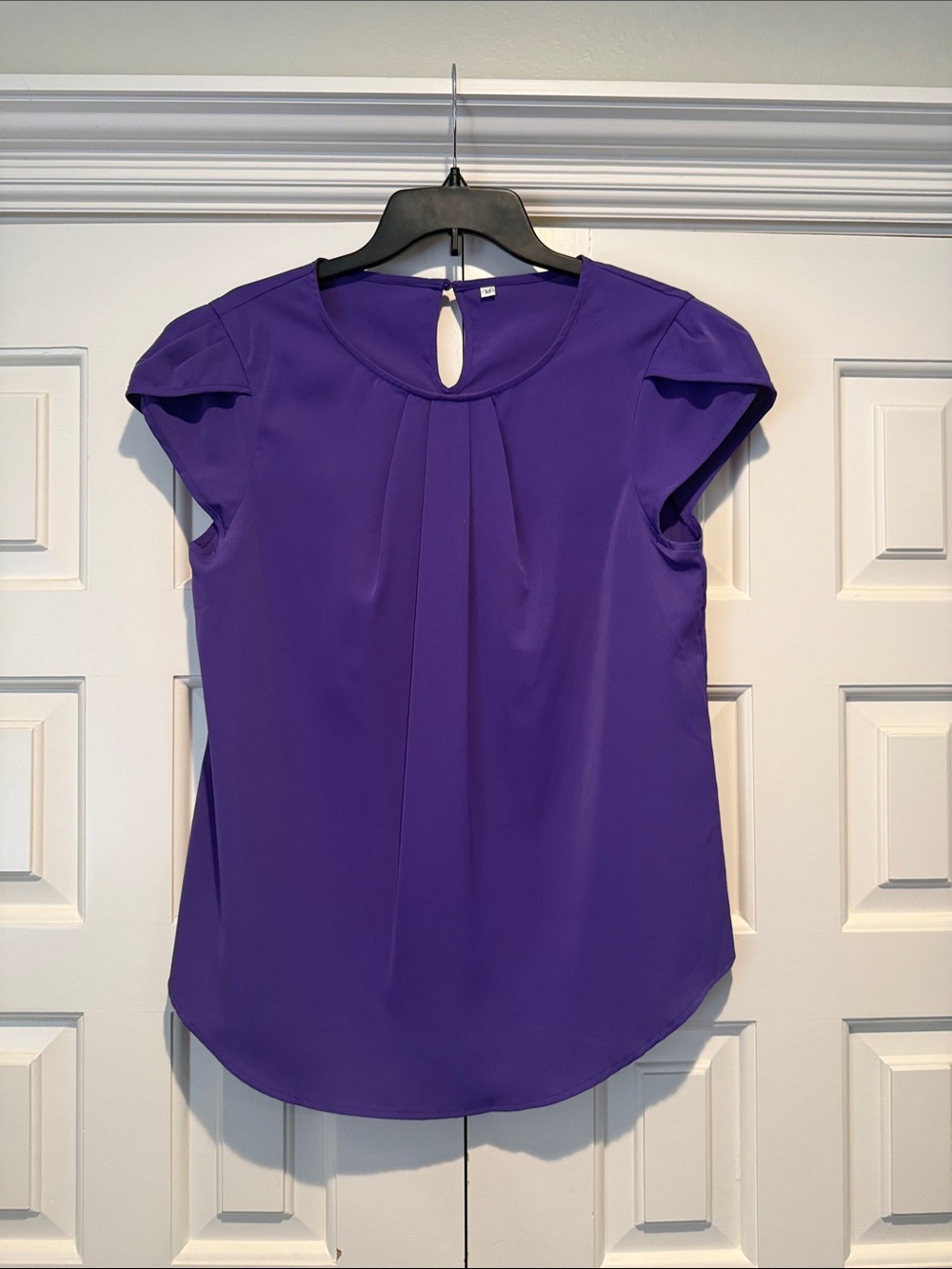 Amazon Purple Pleated Cap-Sleeve Blouse